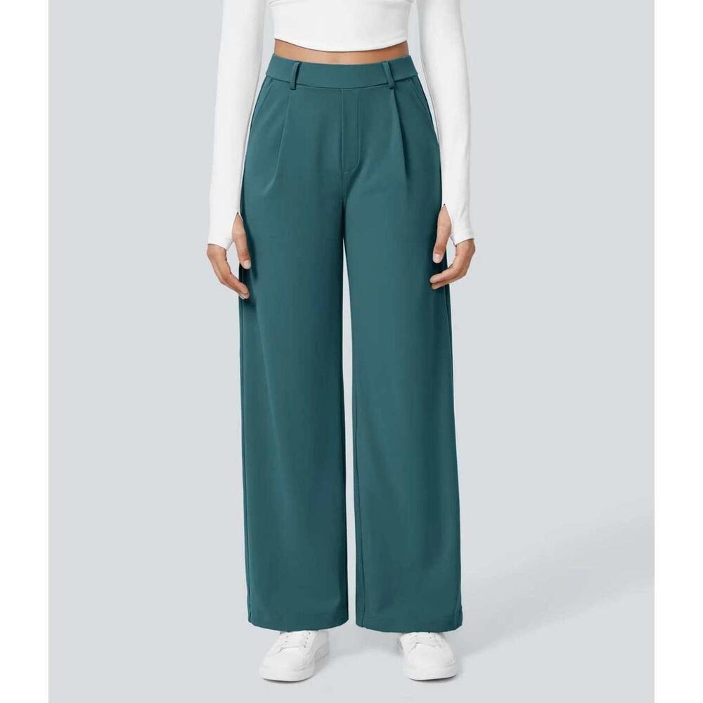 HALARA DayStretch High Waisted Pocket Straight Leg Work Pants- Size L Petite